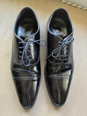 Versace Collection Black Patent Leather Lace-Up Oxfords